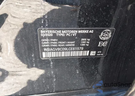 2020 BMW M850I Gtan Coupe xDrive z USA, uszkodzony, nr VIN WBAGV8C09LCE61579